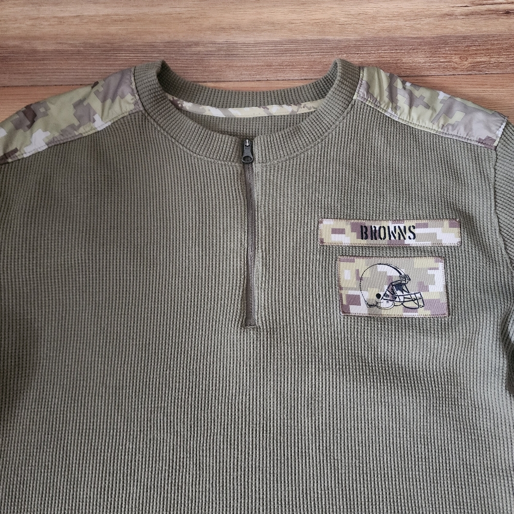 Nike Men's M Olive Cleveland Browns Salute To Service Henley Long Sleeve